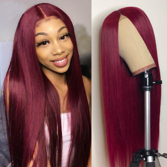 Long Straight Hair Wine Red Wig